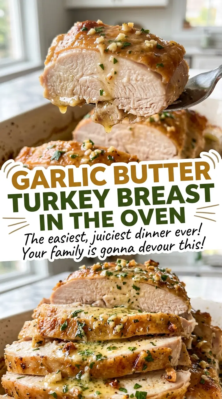 Garlic butter turkey breast carved slices