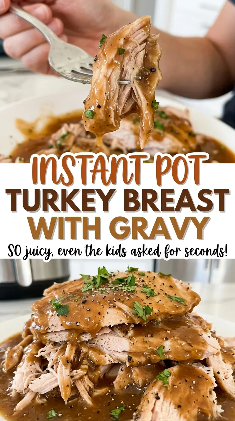 Instant Pot Turkey Breast with Gravy sliced tender turkey