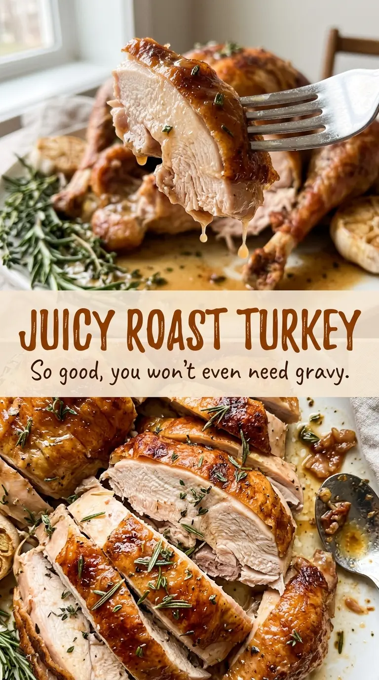 Juicy Roast Turkey carved golden herb crust