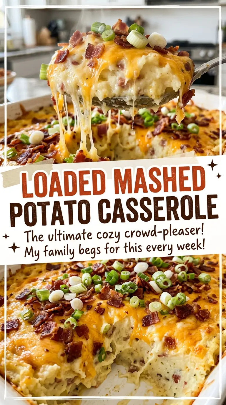 Loaded mashed potato casserole creamy cheddar topping