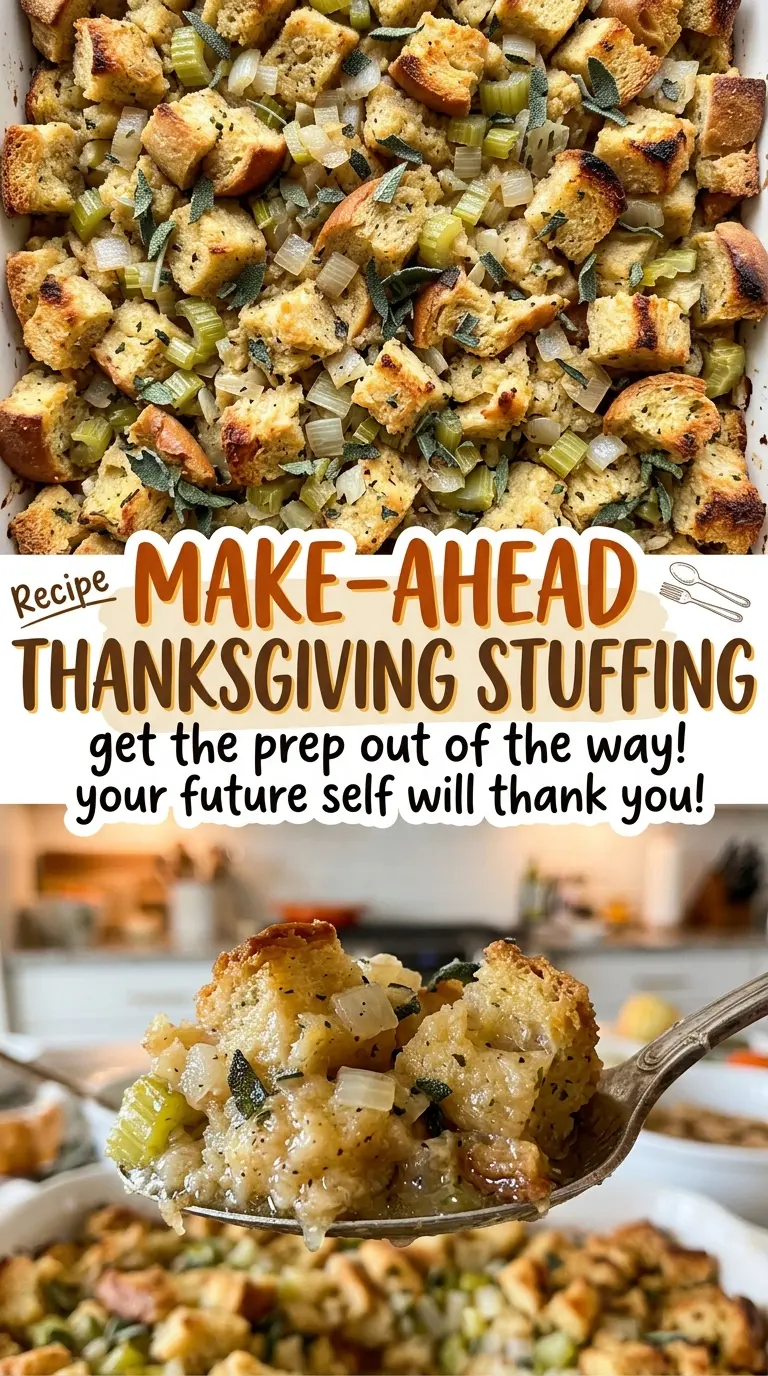 Make-Ahead Thanksgiving Stuffing tender herb-filled cubes