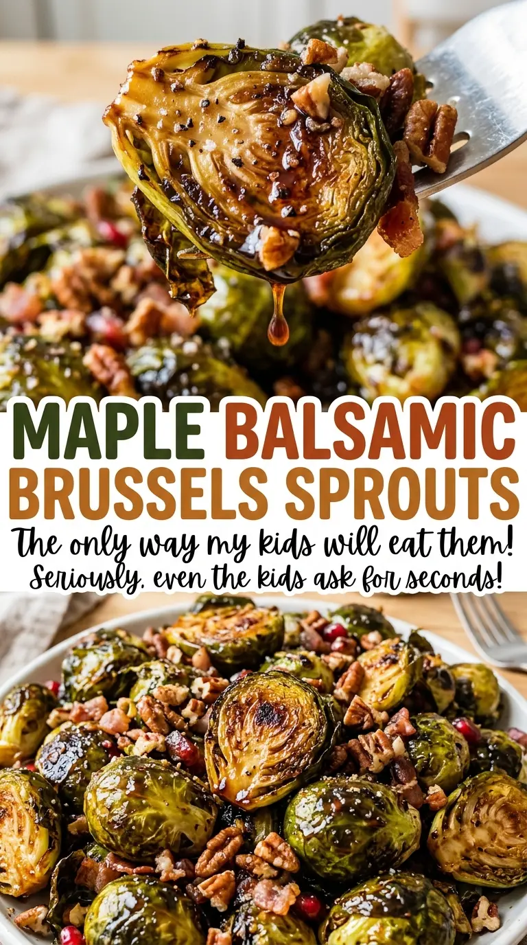 Maple Balsamic Brussels Sprouts glossy roasted halves