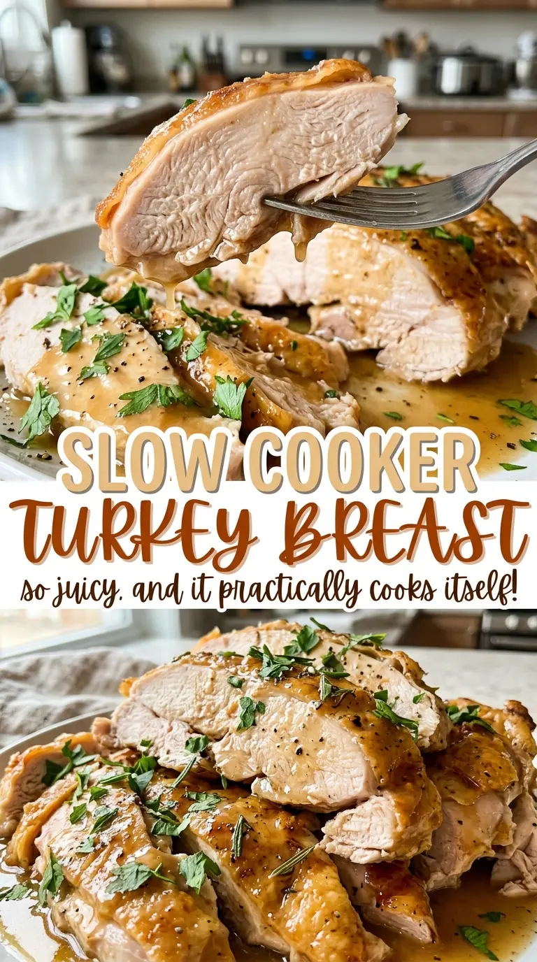 Slow Cooker Turkey Breast with savory herb butter