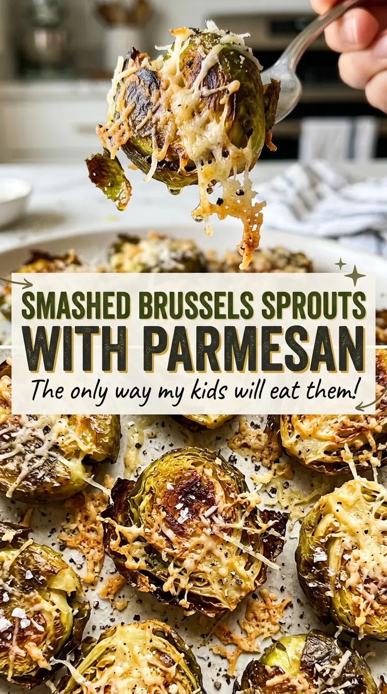 Smashed Brussels sprouts with Parmesan, crisp golden edges