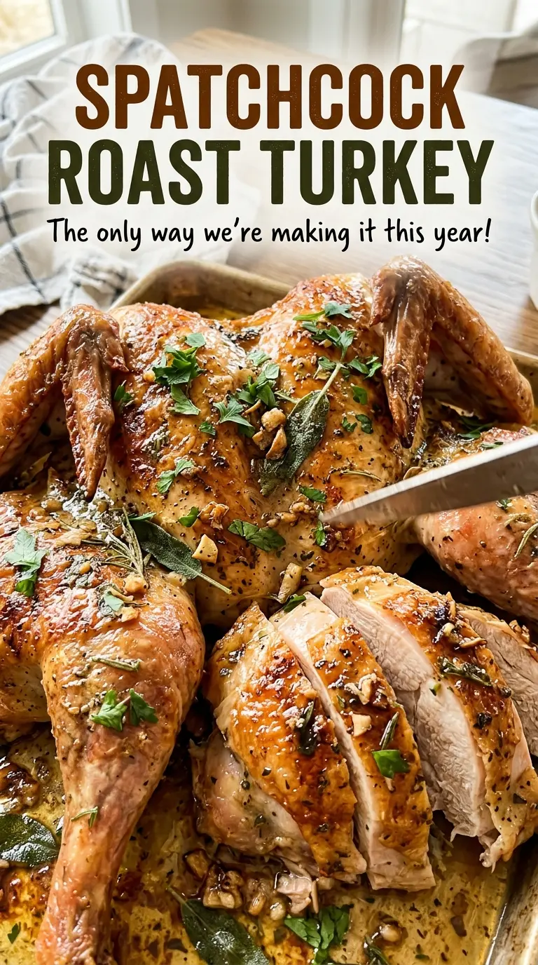 Spatchcock roast turkey crisp browned skin