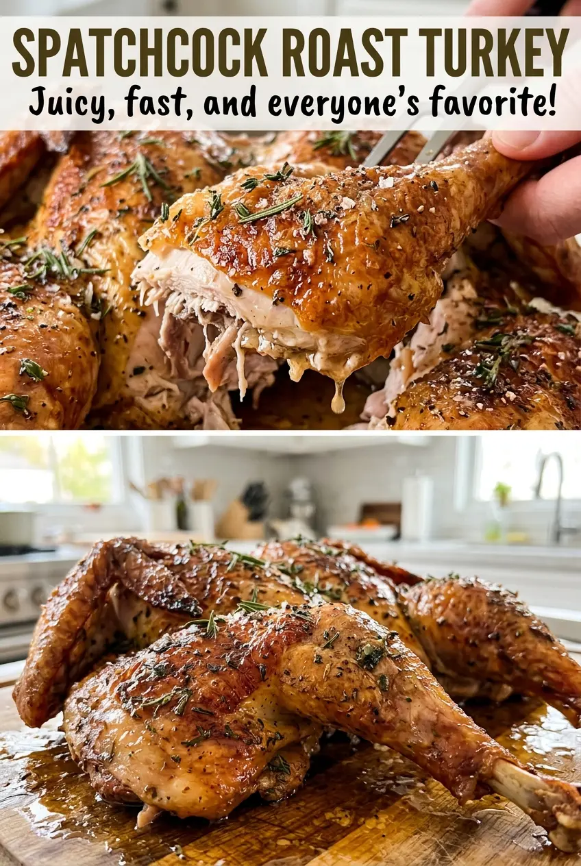Spatchcock roast turkey golden herb skin