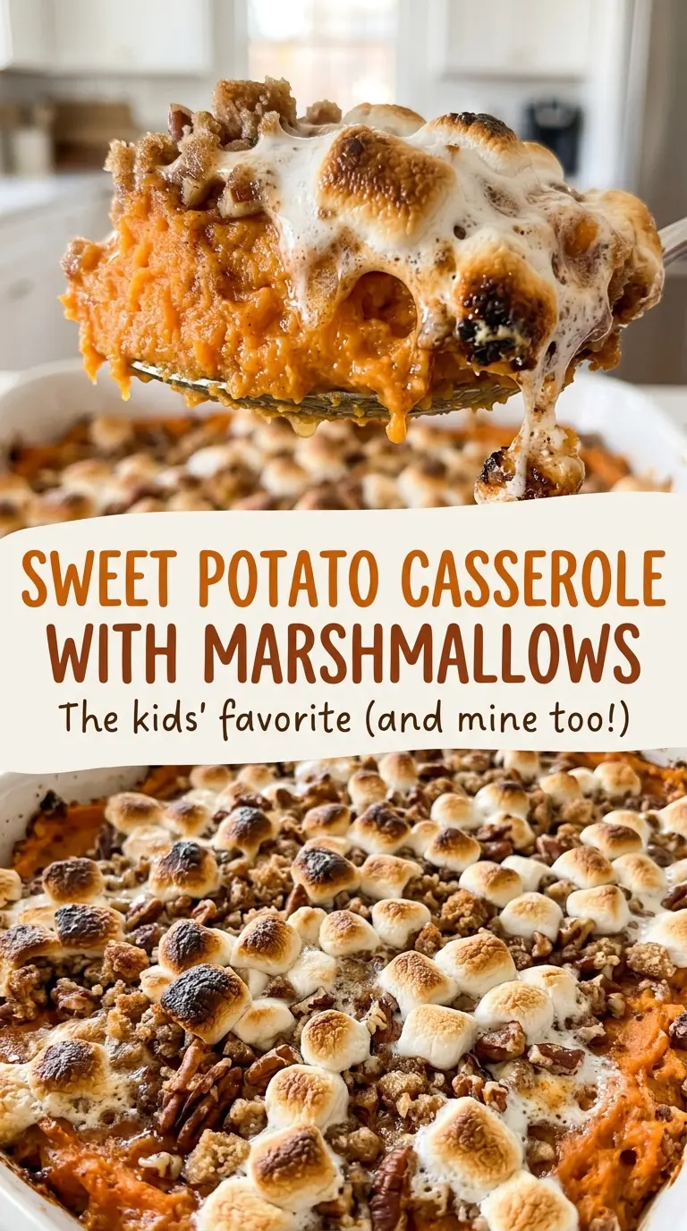Sweet Potato Casserole with Marshmallows golden toasted top